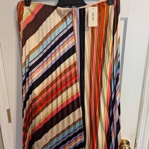On 34th Pastel Rose Multicolor Striped Pleated Maxi Skirt Womens Plus sz XXL NWT